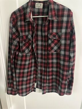 OTB Men’s Red & Black Plaid Button-Down Shirt